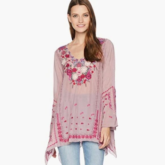 Johnny Was Wish Stitch Embroidered Tunic Top Zephyr Purple Size Small - Picture 1 of 10